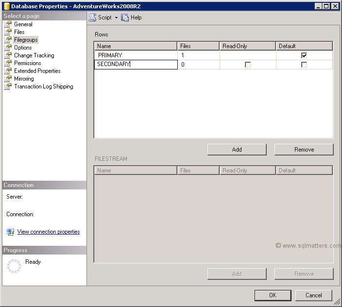 Add new filegroup
